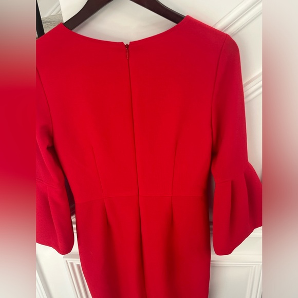 David Meister Red dress with ruffled sleeve size 4 - Picture 5 of 8